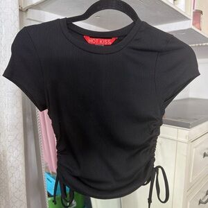 Hot Kiss Black Ruched Crop Top